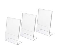 Voarge Lot de 3 supports pour panneaux en acrylique A5 en forme de L clair pour affiche, restaurant, magasin, hôtel, bureau, exposition, documents, affiches