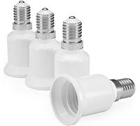 Voarge Lot de 4 adaptateurs de douille de lampe E14 vers E27 pour ampoules LED halogènes basse consommation Blanc