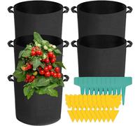 Voarge Lot de 5 sacs de plantation pour pommes de terre - Avec poignées en feutre - Pour tomates, fraises, poivrons, carottes, fleurs (20 l - D30 x H25))