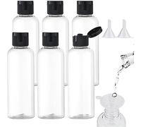 Voarge Lot de 6 bouteilles de voyage de 100 ml en plastique avec 2 petits entonnoirs - Plastique transparent - Avec petit entonnoir pour avion, aéroport, vacances (Noir)
