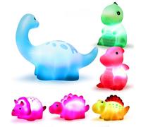 Voarge Lot de 6 jouets de bain dinosaures avec lumière LED - Jouets de bain pour enfants avec jouets d'apprentissage précoce