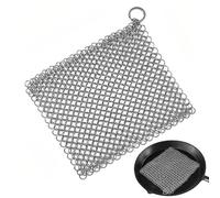 Voarge Nettoyant pour fonte, 17,5 x 17,5 cm, en acier inoxydable, pour tous les types de poêles à frire, poêles en fonte, barbecues et fours hollandais