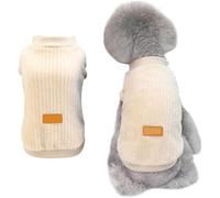 Voarge Pull en peluche côtelé pour animaux de compagnie, chandail doux et épais pour chiens chiots, chandail tricoté pour animaux de compagnie, manteau confortable pour animaux domestiques, kaki, bleu