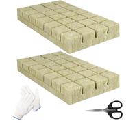Voarge Rockwool Cube Lot de 56 couches de laine de roche isolante pour la culture sans sol, semis, boutures, plantes clonées avec ciseaux et gants