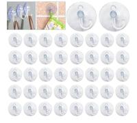 Voarge Ventouse avec crochet 40 pièces 35 mm Support transparent pour guirlande lumineuse Ventouses avec crochets en plastique pour fenêtre cuisine salle de bain miroir verre métal pour guirlande