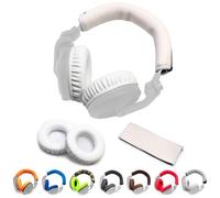 Voarmaks Coussinets d'oreille et bandeau en cuir protéiné souple et épais compatible avec casque DJ Pioneer HDJ-X5 X5BT HDJ-X7 X7BT HDJ-X10, avec rembourrage en mousse à mémoire de forme (blanckits)