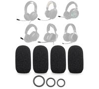 Voarmaks Lot de 4 housses de micro en mousse compatibles avec Corsair HS70 Pro, casque Void Elite, Virtuoso XT, casque de jeu sans fil HS60s + 12 joints toriques en 3 tailles - Filtre anti-pop pour