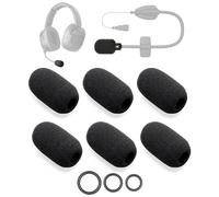 Voarmaks Lot de 6 bonnettes en mousse pour microphone compatibles avec CARDO PACKTALK, FREECOM X, Spirit Series, pièces de rechange pare-brise pour micro de casque de moto, filtre anti-pop + 12 joints