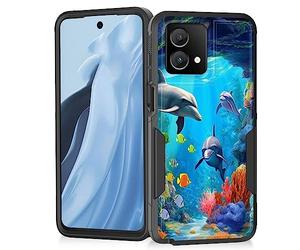 Vobber Coque pour Moto G Stylus 5G 2023, robuste double couche hybride rigide en polycarbonate souple résistant aux chocs pour Motorola Moto G Stylus 5G 2023, dauphins du monde sous-marin