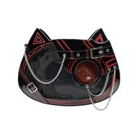 Vobomo Cat Ita Sac à dos d'affichage à épingle Sac à dos Cyberpunk Sac à main lumineux à bandoulière unique Réflexion Sac à main, Noir et rouge (lumineux)