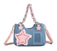 Vobomo Denim Stars Kawaii Sac à bandoulière simple Sac à bandoulière Y2k Chaînes Sac à main Esthétique Mignon Sac à bandoulière, denim clair