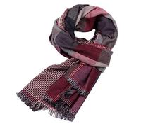 Vobony Echarpe Homme Chaude Automne et Hiver Coton Classique Ecossaise Foulards Châle Cadeau de noel (Rouge)
