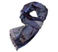 Vobony Echarpe Homme Chaude Automne et Hiver Coton Classique Ecossaise Foulards Châle Cadeau de noel (Bleu)