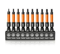 VOBOR 10Pcs Tournevis Triangle Embout Visseuse Aimanté, Longueur 50mm, Tailles TA12-TA30, Embout Triangle S2 Acier Tige Hexagonale de 1/4", Embouts de Vissage Magnétiques