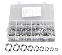 VOBOR 180 Pièces Collier de Serrage Inox, 9 Tailles 5,8-21mm, Collier Tuyau Métallique à Simple Oreille Réglable pour Tuyau D'eau, Tubing Automobile