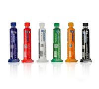 VOBOR 6Pcs Encre de Masque de Soudure à Durcissement à la Lumière UV, Haute Isolation, Plusieurs Couleurs, Réparation PCB BGA pour Protéger le Circuit