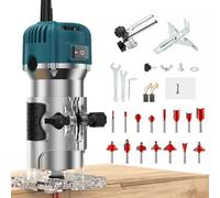 VOBOR Affleureuse à Bois Défonceuse Électrique, 800W 30000 RPM Défonceuse à Bois avec 15 Fraises à Défoncer Queue de 1/4", Outil de Routeur avec Pinces de 6/6.35mm pour Travail du Bois