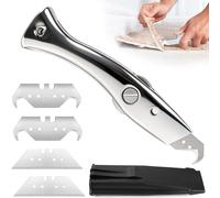 VOBOR Couteau à Crochet avec Lame Trapézoïdale et Lame à Crochet, 4 Lames SK5, Cutter Professionnel pour la Découpe Précise de Revêtements de Sol en PVC, Carpet, Moquette