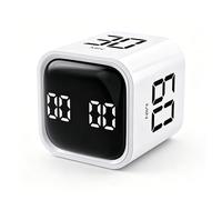 VOBOR Cube Pomodoro Timer Visual, Capteur de Gravité et Mode Manuel, Compte à Rebours de 5/10/30/60 Minutes, USB-C Rechargeable, Écran LED, Alertes Sonores et Vibratoires pour Cuisine, L'étude (Blanc)