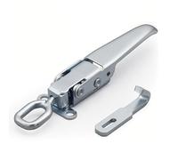 VOBOR Fermeture à Loquet à Boucler en Métal, Ressort Amortisseur Intégré, Trous Latéraux pour Éviter le Desserrage, Réglable Verrou Remorque pour Moraillon de Carrosserie