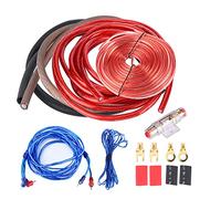 VOBOR Kit Cable Ampli Voiture, 4 Jauge 2800W Câbles de Câblage D'ampli de Voiture Avec un Costume de Fusible Convient pour la Radio Woofer D'amplificateur de Puissance de Voiture