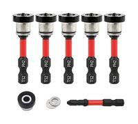 VOBOR Lot de 5 Embouts PH2 Magnétiques 1/4" pour Placo, Porte Embout Visseuse avec Butée de Profondeur de Vis, pour Visseuse Sans Fil et Perceuse Manuelle