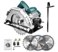 VOBOR Scie Circulaire 1200W 5200 RPM, Profondeur de Coupe Max 60 mm (90°) et 45 mm (45°), Lama 185 m, avec Lame au Carbure, Adaptateur d’aspiration, Butée Parallèle, Clé, pour Bois, PVC