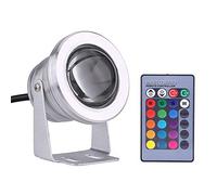 VOBOR Spot Light - Sol Piscine Lumière 12V 10W LED Étanche RGB Changement de Couleur Projecteur d'Extérieur pour Marine Aquarium Bateau Pondside (Couleur : Argent)