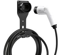 VOBOR Support Mural Chargeur Voiture Electrique avec Crochet J, Métallique Robuste, Support Câble de Recharge pour Gestion Câbles EV, Noir