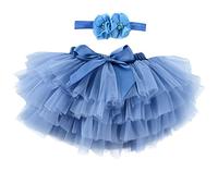 Vobozeany Bébé Fille Jupe Tutu en Tulle Doux + Bandeau à Fleurs Tutu Mini Jupe Princesse Pettiskirt Nouveau-Né Naissance Costume pour Photographie Anniversaire Fête Baptême