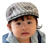 Vobozeany Bonnets Béret Bébé Garçons Été Cotton Mignon Casquettes à Visière Réglable Rayures Confortable Chapeau de Soleil pour Enfant Garçon Fille 6 à 18 Mois