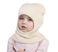 Vobozeany Cagoule Enfant Bébé Chaude Chapeau Écharpe Hiver Cache Cou Bonnet Enfant Beanie Tricoté Couleur Unie Balaclava pour Garçon Fille 1-6 Ans