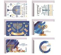 Vobumix 6 Cartes Hanoukka, Cartes De Vœux Chanoukha avec Enveloppes, Cartes De Vœux Hanoukha pour Décorations De Fête