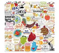 Vobumix Autocollants Roch Hachana, 50 Pièces, Autocollants du Nouvel an Juif, Décorations Roch Hachana, Autocollants Shana Tova pour Enveloppes De Boîtes Cadeaux