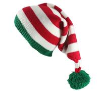 Vobumix Bonnet De Noël en Laine pour Elfe, Bonnet Tricoté Chaud d'hiver, Couvre-Chef avec Pompon pour Costume De Père Noël