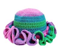 Vobumix Coloré À Volants en Crochet, Chapeau De Pêcheur Tricoté, Chapeau De Plage Mignon Extensible en Maille Chaude pour Temps Froid