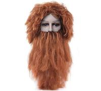 Vobumix Ensemble Barbe Perruque pour Hommes, Perruque Longue Bou pour Adultes, Perruque De Barbe De Magicien, Perruque De Déguisement, Cosplay d'halloween pour Fête De Carnaval d'halloween