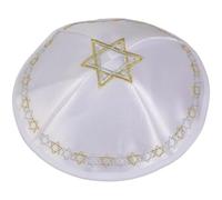 Vobumix Kippa Brodée Unisexe, Bonnet Juif Yarmulke 16 Cm avec Étoile De David, Bonnet Rond, Style Classique Israélien, Bonnet Yarmulke pour Hommes