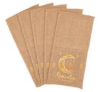 Vobumix Lot de 5 Pochettes à Couverts en Toile de Jute pour Le Ramadan, élégantes Pochettes à ustensiles pour la décoration de Table Lors de fêtes Musulmanes islamiques.