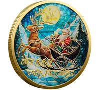 Vobumix Pièce Commémorative du Père Noël, Médaille Souvenir du Père Noël, Cerf, Arbre De Noël, Pièce De Défi De Noël pour Les De Noël