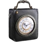 Vobumix Sacs À Main avec Horloge De Travail, Nouveauté en Forme D'horloge Ronde, À Main À Fermeture Éclair pour Femmes, À Bandoulière De Soirée, De Style Steampunk