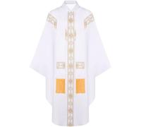 Vobumix Vêtements De Messe des Pères De L'église Catholique, Robe avec Étole À Pompons, Costume De Prêtre, Tenues Catholiques Traditionnelles pour Les Fêtes De Cosplay d'halloween