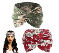 Vocabularyi Headbands - Bohemian Paisley Print Headband, Printed Cross Yoga Headband, Vintage Non-slip & Breathable Turban Printed,Transform into a Stylish Look in 3s,Securely in Place All Day (H, #)