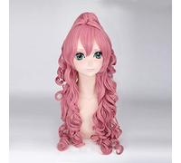 Vocaloid Megurine Luka rose longue perruque ondulée ondulée résistant à la chaleur cheveux synthétiques fête Halloween Cosplay Costume + casquette de perruque gratuite