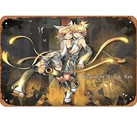 Vocaloid, Rin Kagamine, Len Kagamine, Poster Anime Maison Décoration Murale Rétro Plaque en Métal 20,3 x 30,5 cm
