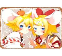 Vocaloid, Rin Kagamine, Len Kagamine, Poster Anime Maison Décoration Murale Rétro Plaque en Métal 20,3 x 30,5 cm