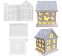 Vocdikficy 1 Ensemble de Moules en Silicone de Maison 3D pour Résine Béton Papillon Maison Bougeoir Moule Maison en Forme de Décoration Ornements