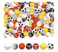 Vocdikficy 100 Pièces de Perles de Sport en Silicone 15 mm pour Porte-Clés, Colliers DIY - Perles Artisanales Sûres et Multifonctionnelles