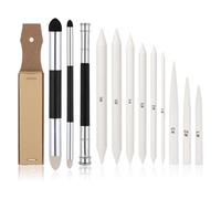 Vocdikficy 13 Pièces Estompe de Mélange, Mélangeurs D'Art avec Stylos Éponges de Mélange et Taille-Crayon en Papier de Verre, Bâtons de Mélange pour le Dessin