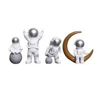 Vocdikficy 4 Pièces Figurine D'Astronaute Statue Figurine Astronaute Sculpture Jouet Éducatif Bureau Décoration de Modèle D'Astronaute Argent
